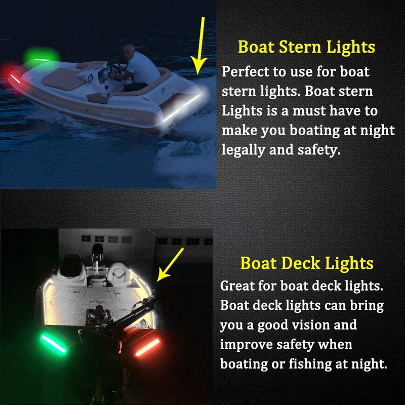 Boaton Marine Navigation Lights - Night Fishing, No Drilling Adhesive Install, Courtesy & Interior Lights for Pontoon, Bass, Jon, Jet Ski, Kayak, White - Image 3